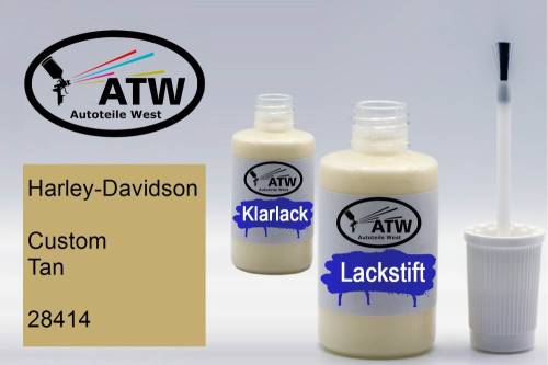 Harley-Davidson, Custom Tan, 28414: 20ml Lackstift + 20ml Klarlack - Set, von ATW Autoteile West.